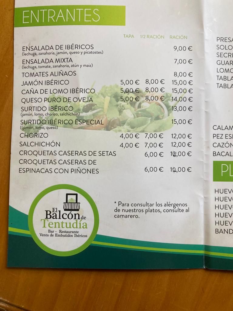 El Balcón De Tentudía entrantes